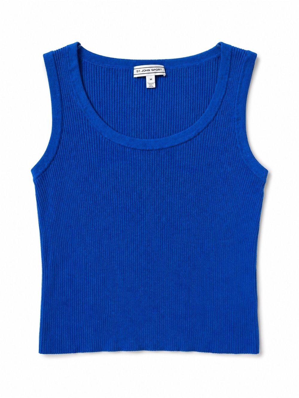 St. John Sport Blue Ribbed Knit Tank Top Medium Made in Japan Wool Blend